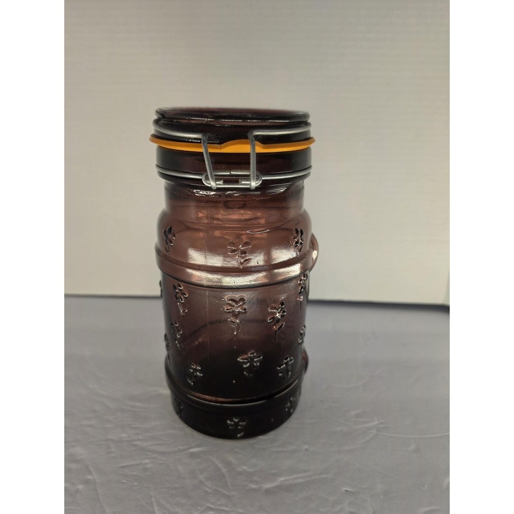 Vintage Amethyst Purple Glass Clamp Lid Canister Oxford Crystal Italy Sweet Shop - Picture 5 of 12